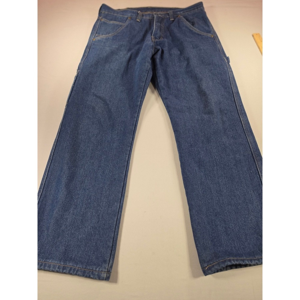 Smith's Workwear Flannel Lined Carpenter Jeans Mens 34x30 Blue Denim Plaid